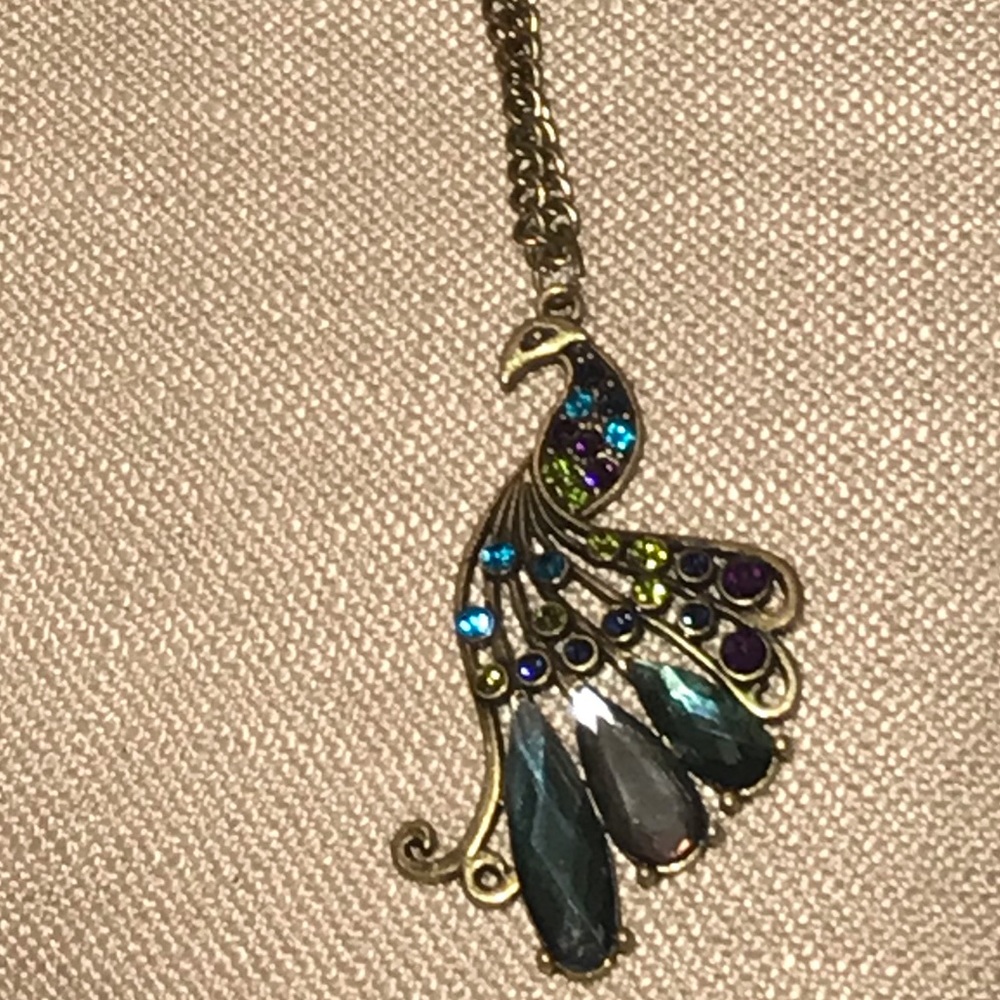 đLong Vintage crystal peacock vintage necklace - Picture 5 of 8
